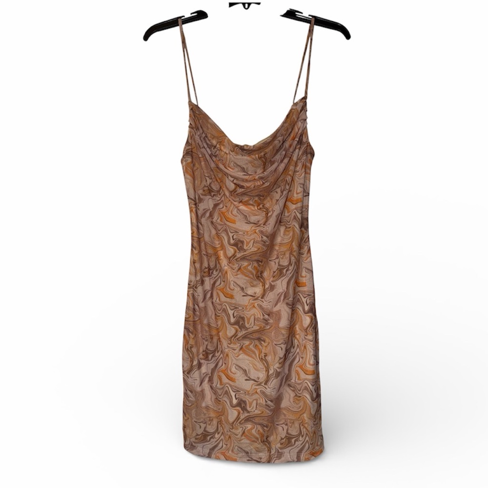 Brown Marble Mini Mesh Bodycon Dress